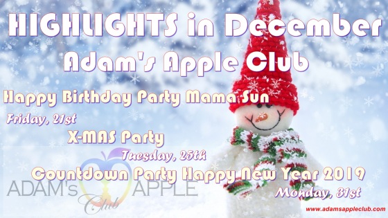HIGHLIGHTS in December Adam’s Apple Club in Chiang Mai