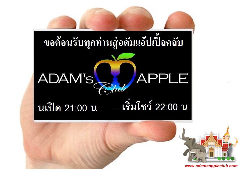 OPEN Show hours Adams Apple Club Chiang Mai Gay Bar Thailand Opening hours 21.00 hrs. to 00.00 hrs. open at 21:00 Show starts 22:00